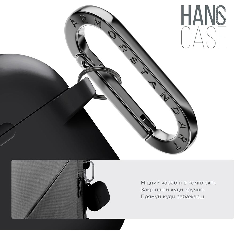 Чехол для наушников ARMORSTANDART Hang Case для Apple AirPods 4 Black (ARM81277) Материал силикон