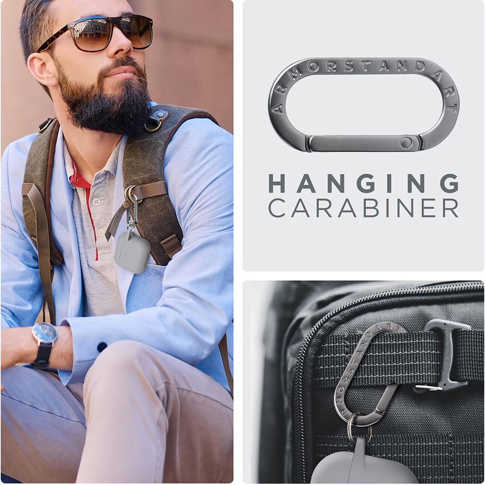 Зовнішній вигляд Чохол для навушників ARMORSTANDART Hang Case для Apple AirPods 4 Light Grey (ARM81284)