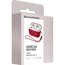 Чехол для наушников ArmorStandart Silicone Case With Straps для Apple Airpods Pro 3 Wine Red (ARM88302)