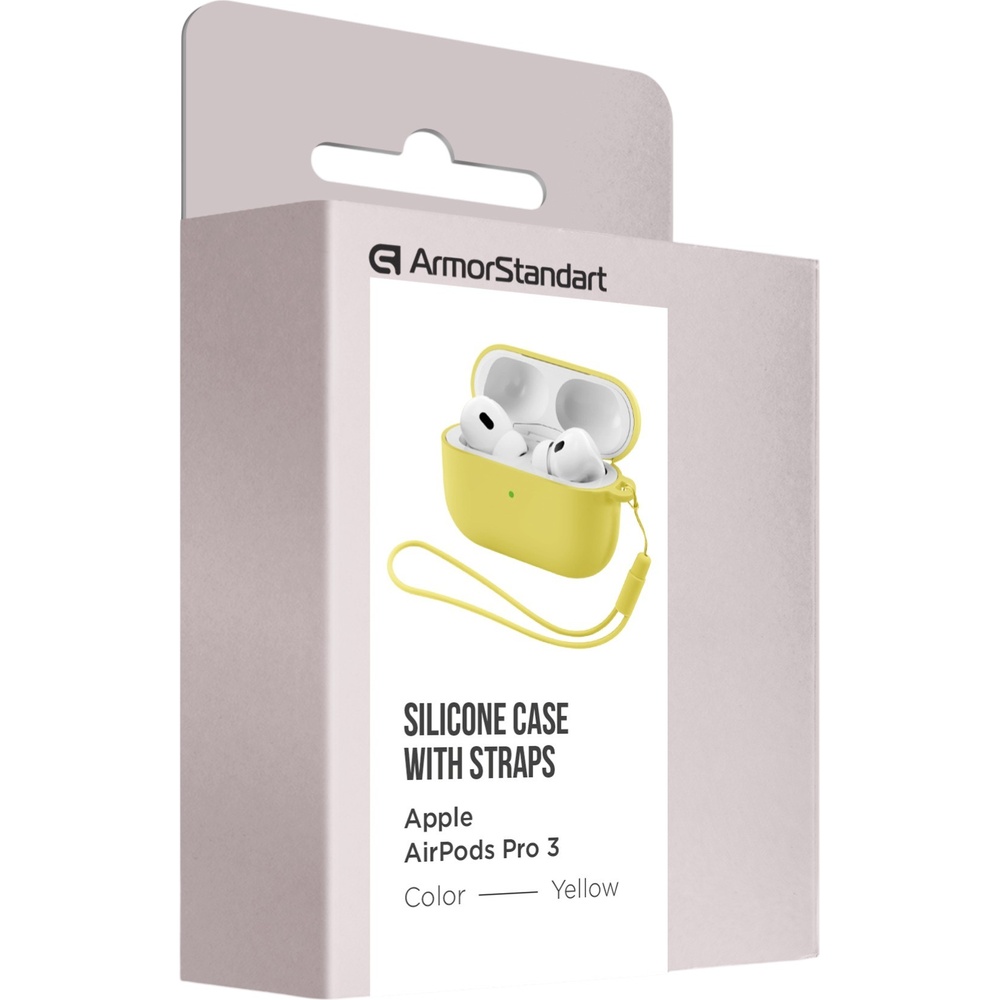 Чохол для навушників ArmorStandart Silicone Case With Straps для Apple Airpods Pro 3 Yellow (ARM88303) Сумісність за моделлю Apple Airpods Pro 3