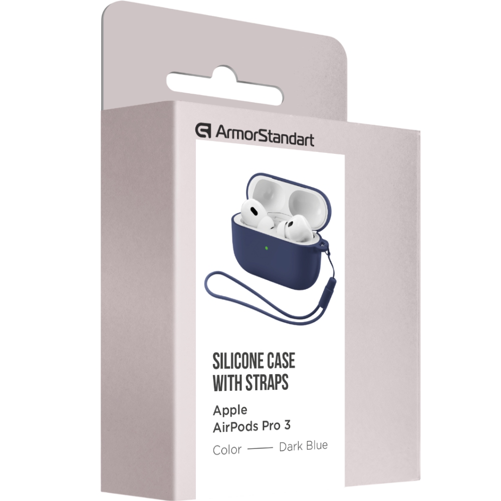 Чехол для наушников ARMORSTANDART Silicone Case with straps для Apple Airpods Pro 3 Dark Blue (ARM88292) Совместимость по модели Apple Airpods Pro 3