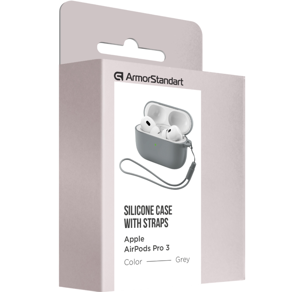 Чохол для навушників ARMORSTANDART Silicone Case with straps для Apple Airpods Pro 3 Grey (ARM88295) Сумісність за моделлю Apple Airpods Pro 3