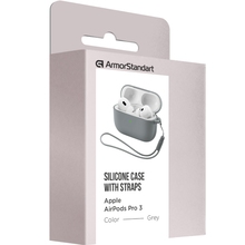 Чохол для навушників ARMORSTANDART Silicone Case with straps для Apple Airpods Pro 3 Grey (ARM88295)