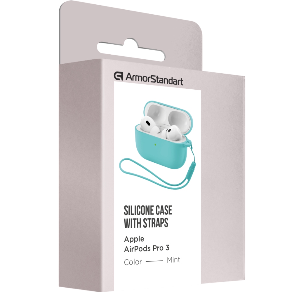 Чехол для наушников ARMORSTANDART Silicone Case with straps для Apple Airpods Pro 3 Mint (ARM88296) Совместимость по модели Apple Airpods Pro 3