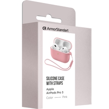 Чехол для наушников ARMORSTANDART Silicone Case with straps для Apple Airpods Pro 3 Pink (ARM88297)
