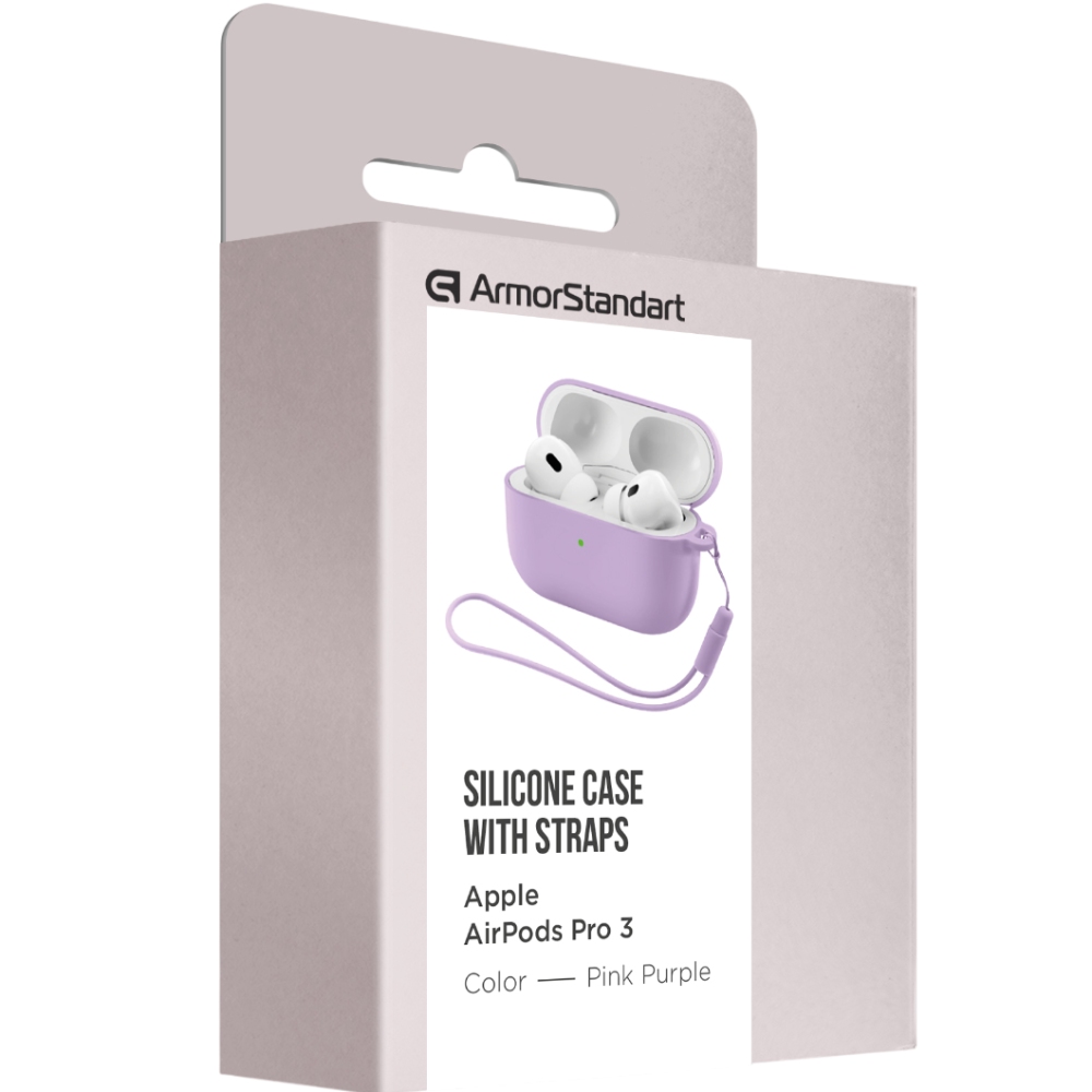 Чехол для наушников ARMORSTANDART Silicone Case with straps для Apple Airpods Pro 3 Pink Purple (ARM88298) Совместимость по модели Apple Airpods Pro 3