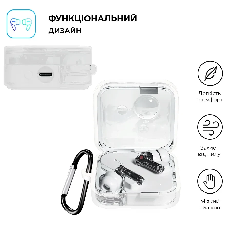 Чехол для наушников ARMORSTANDART Silicone Case для Nothing Ear (2) Transparent (ARM75401) Совместимость по модели Nothing Ear (2)