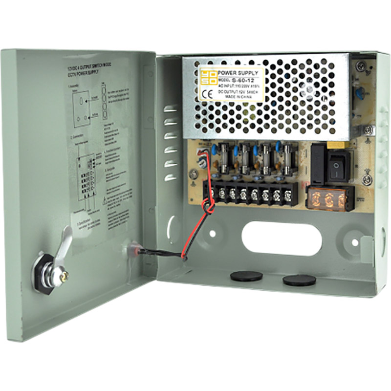 Імпульсний блок живлення 12V-5A/4CH у боксі із замком