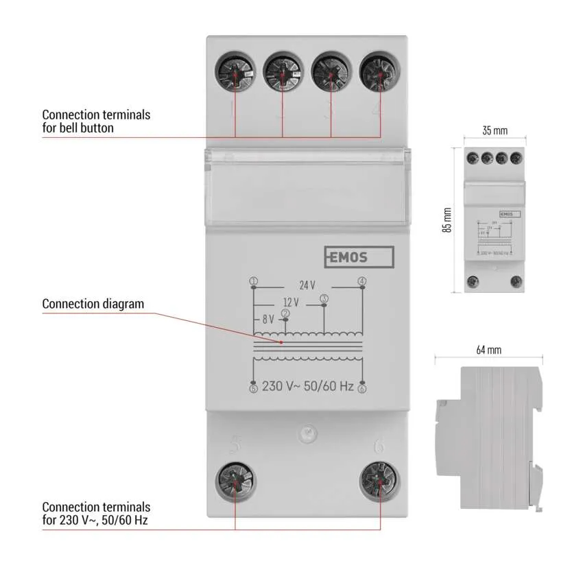 Зовнішній вигляд Трансформатор дверного дзвінка EMOS P57000TR (P57000TR)