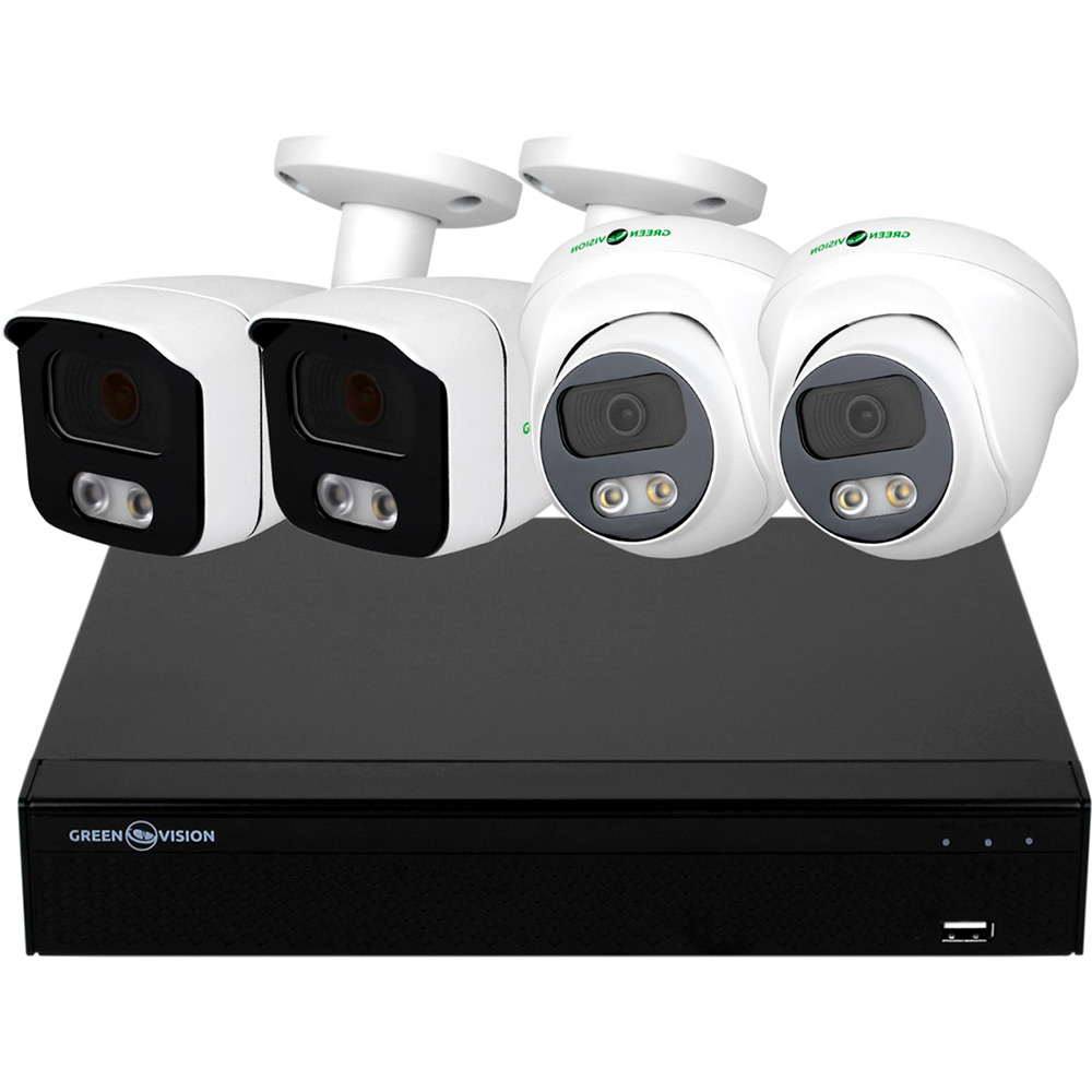 

Комплект видеонаблюдения GREENVISION GV-K-E36/04 5MP (LP14293), Комплект відеоспостереження GV-K-E36/04 5MP