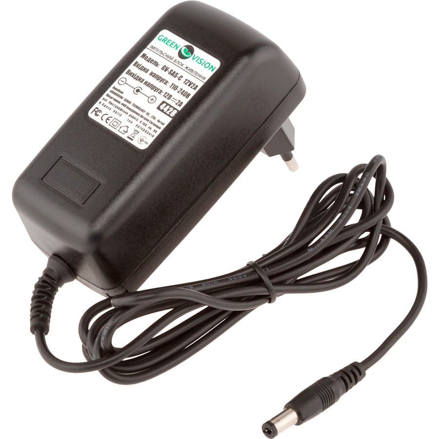 

Адаптер питания GREENVISION GV-SAS-C 12V2A 24W (LP4428), Імпульсний адаптер живлення GV-SAS-C 12V2A (24W)