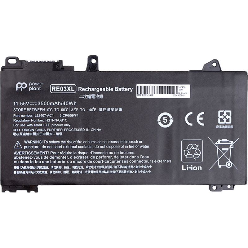 

Аккумулятор PowerPlant для ноутбуков HP ProBook 450 G6 (RE03XL) 11.55V 3500mAh (NB461639), HP ProBook 450 G6 (RE03XL) 11.55V 3500mAh