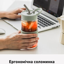 Пляшка для води BUYDEEM Portable Glass Straw Bottle 500мл Cozy Greenish (CD1017-CG)