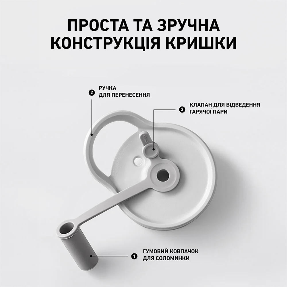 Пляшка для води BUYDEEM Portable Glass Straw Bottle 500мл Oats White (CD1017-OW) Тип кришки гвинтова