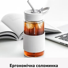 Пляшка для води BUYDEEM Portable Glass Straw Bottle 500мл Oats White (CD1017-OW)