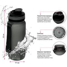 Пляшка для води LINE ART Flores 650 мл Black (60014218LA-01)