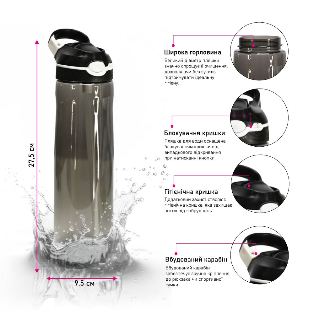 Пляшка для води LINE ARTSanta Rosa 750 мл (60013718LA-04) Матеріал кришки пластик