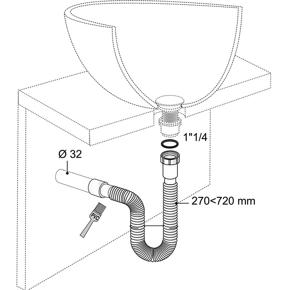 Сифон WIRQUIN 1 1/4"хD32мм (9541829) Тип сифон