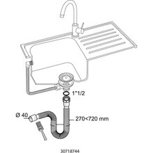 Соединение гибкое WIRQUIN для кухонной мойки 1½"×Ø40мм (9542839)