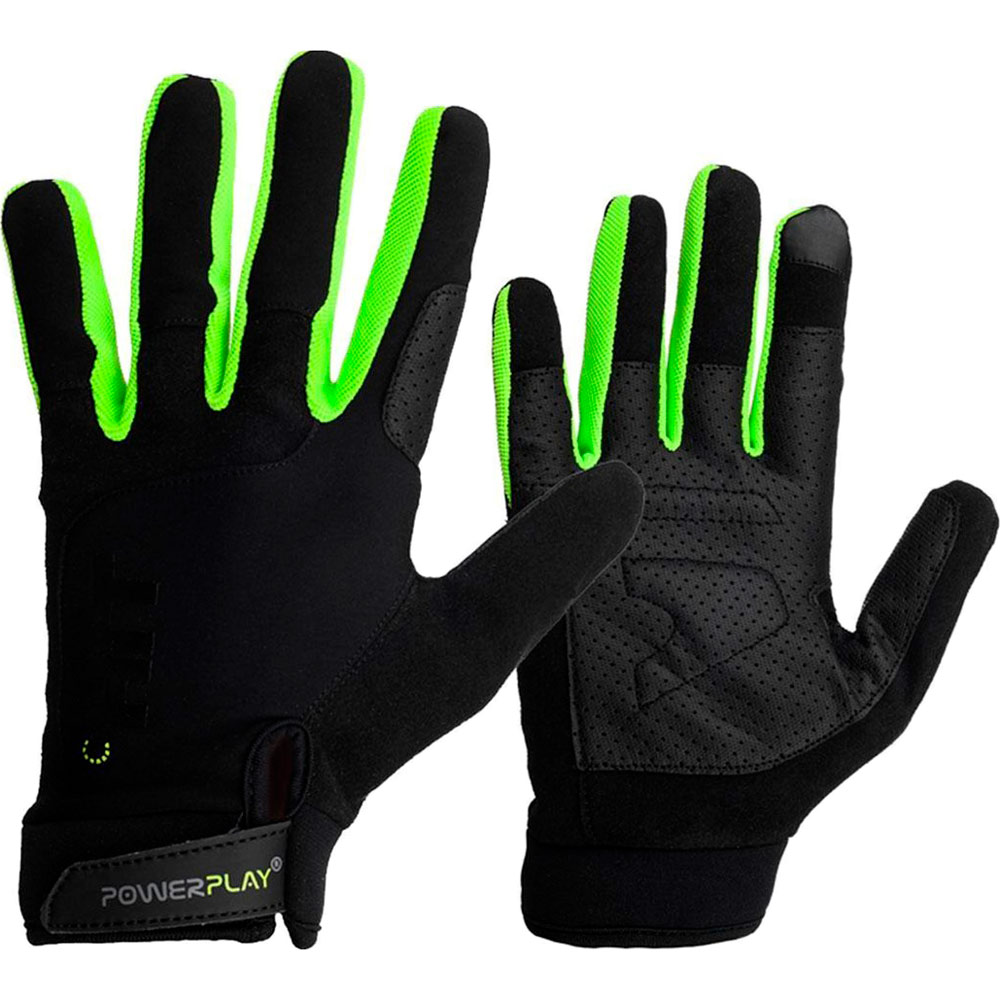 

Перчатки для фитнеса PowerPlay Hit Full Finger Black/Green XL (Hit_XL_Black), Рукавички для фітнесу Hit Full Finger