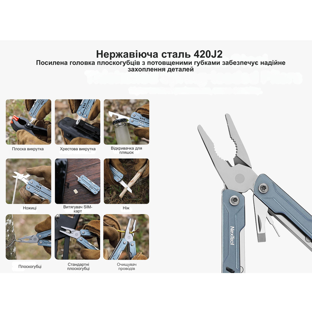 Зовнішній вигляд Мультитул NEXTOOL Mini Sailor Pliers S11 Black (NE20156C)