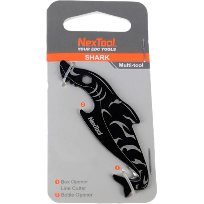 Мультитул-брелок NEXTOOL EDC box cutter Shark Black (KT5521Black) Инструменты в комплекте открывалка для бутылок, стропорез/инструмент для открытия коробок