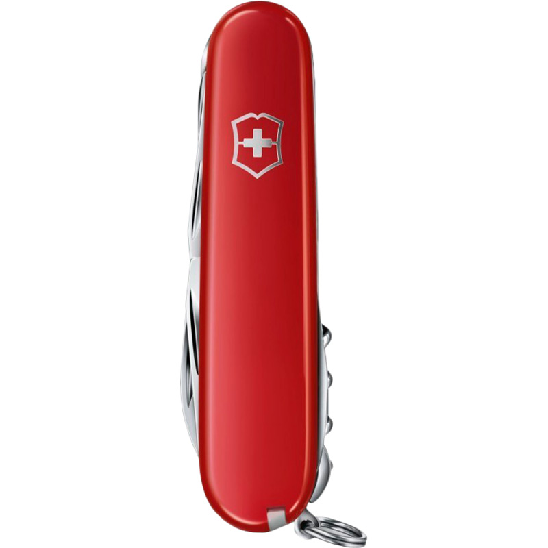 Мультитул VICTORINOX Swiss Army Huntsman (1.3713) Инструменты в комплекте кольцо для ключей, пинцет, зубочистка, ножницы, штопор, малое лезвие, открывалка для бутылок + 6 мм плоская отвертка + паз для снятия изоляции, консервный нож + 3 мм плоская отвертка, крючок многоцелевой, пила по дереву, большое лезвие, шило-кернер