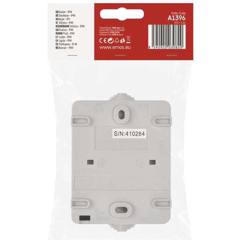 Фото Розетка наружная EMOS A1396 серая IP44