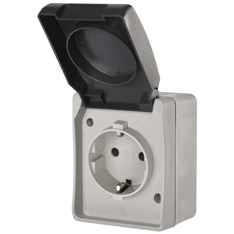 Розетка наружная EMOS A1396 серая IP44