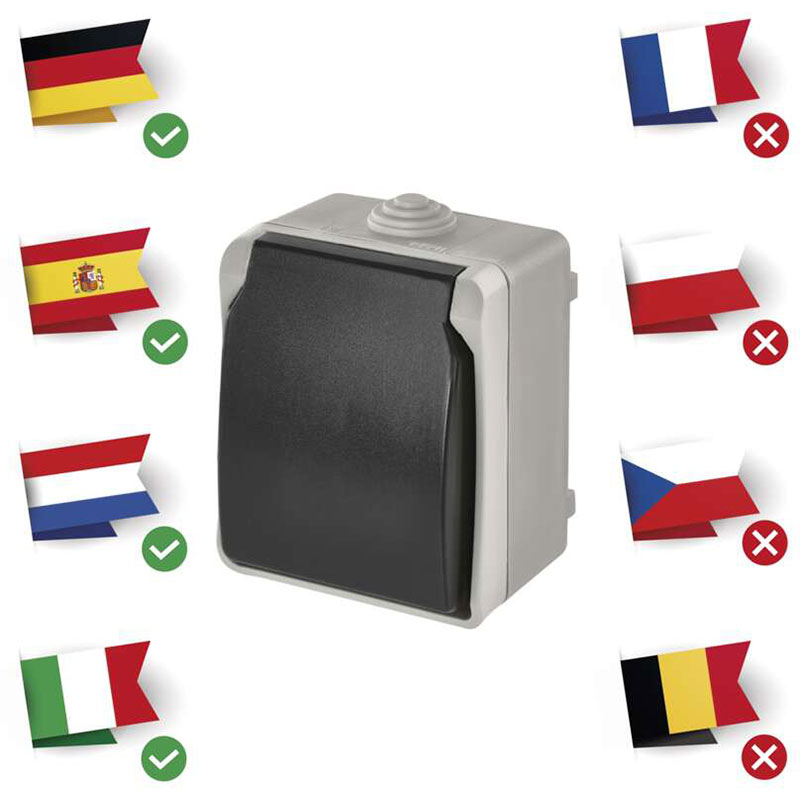 Заказать Розетка наружная EMOS A1396 серая IP44