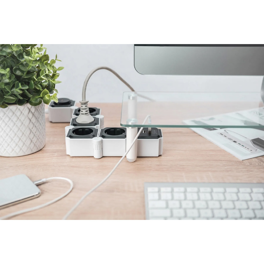 Блок розеток DIGITUS Flexible White (DA-70620) Тип розеток євророзетка із заземленням (Тип F)