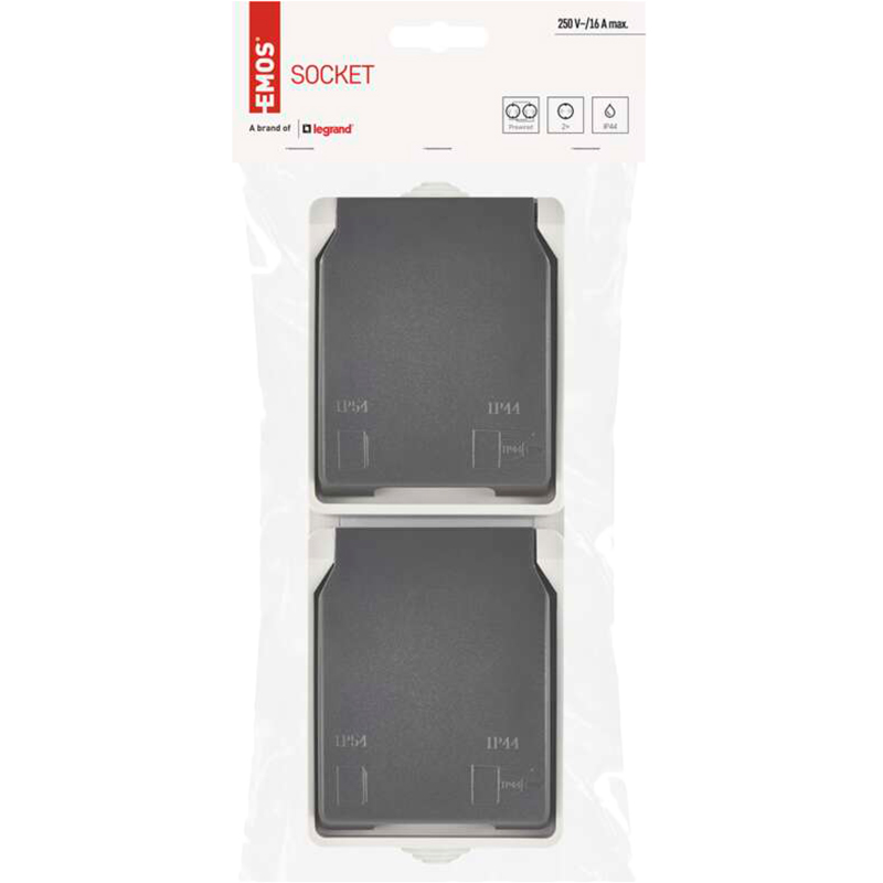 Зовнішній вигляд Розетка EMOS 16A/250V Grey/Black (A1396.3)