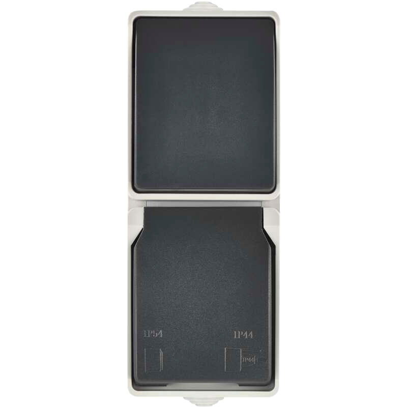 Вимикач + розетка EMOS 16A/250V Grey/Black (A1396.4) Колір сірий