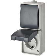 Вимикач + розетка EMOS 16A/250V Grey/Black (A1396.4)