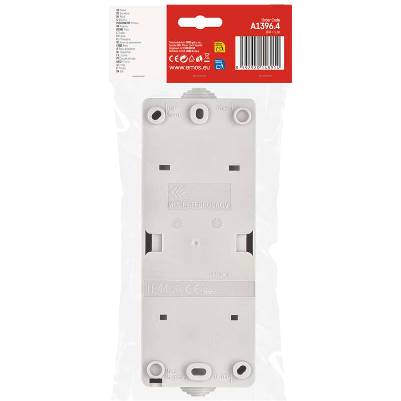 Фото Вимикач + розетка EMOS 16A/250V Grey/Black (A1396.4)