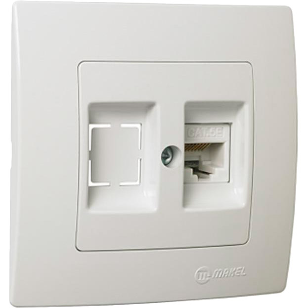 

Розетка компьютерная MAKEL Lillium Natural Kare Cat. 5e + гнездо White (32001035), Розетка комп'ютерна САТ 5e+гніздо (32001035)
