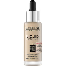 Рідка тональна основа Eveline Liquid Control №015 Light Vanilla Niacynamid 32 мл (5903416058250)