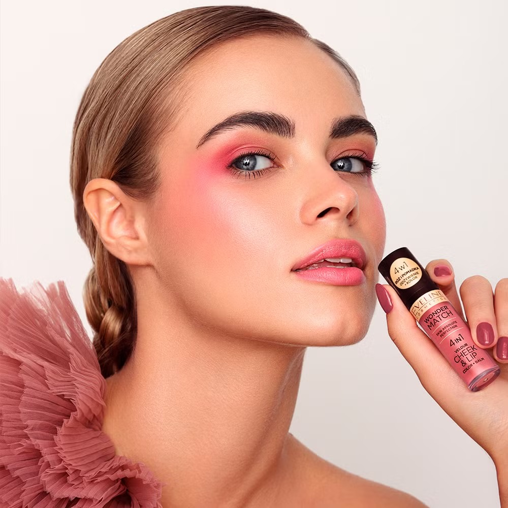 Фото Жидкие румяна EVELINE WONDER MATCH VELOUR CHEEK&LIP № 03 4,5 мл (5903416048602)