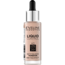 Рідка тональна основа EVELINE COSMETICS Liquid Control №020 Rose Beige 32 мл (5901761937251)