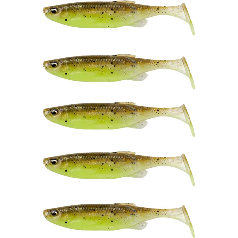 Набор силиконовых приманок SAVAGE GEAR Fat Minnow T-Tail 75 мм Green Pearl Yellow 5 шт (76983)