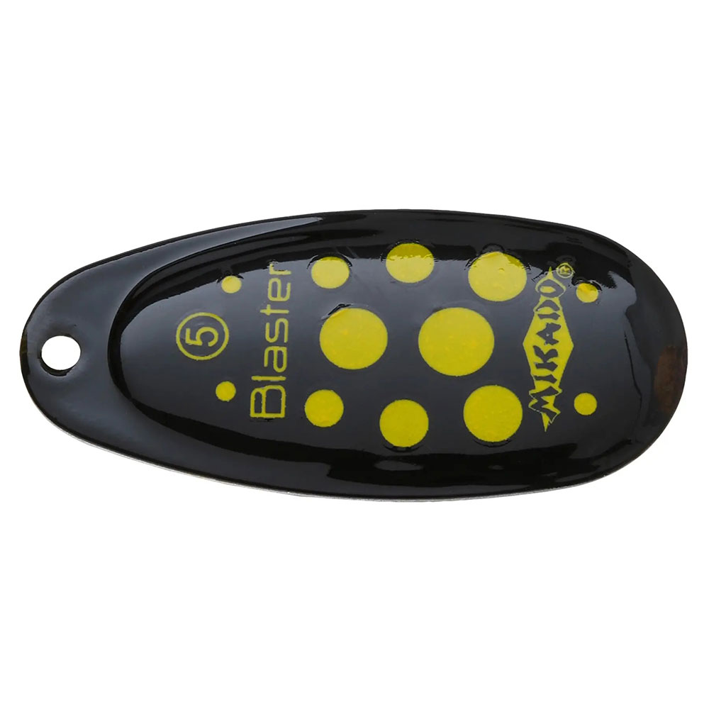 

Блесна-вертушка MIKADO Blaster № 4 8 г silver/21 silver/black/yellow dots (PMB-OBL-4S-21), Блешня-обертова Blaster № 4