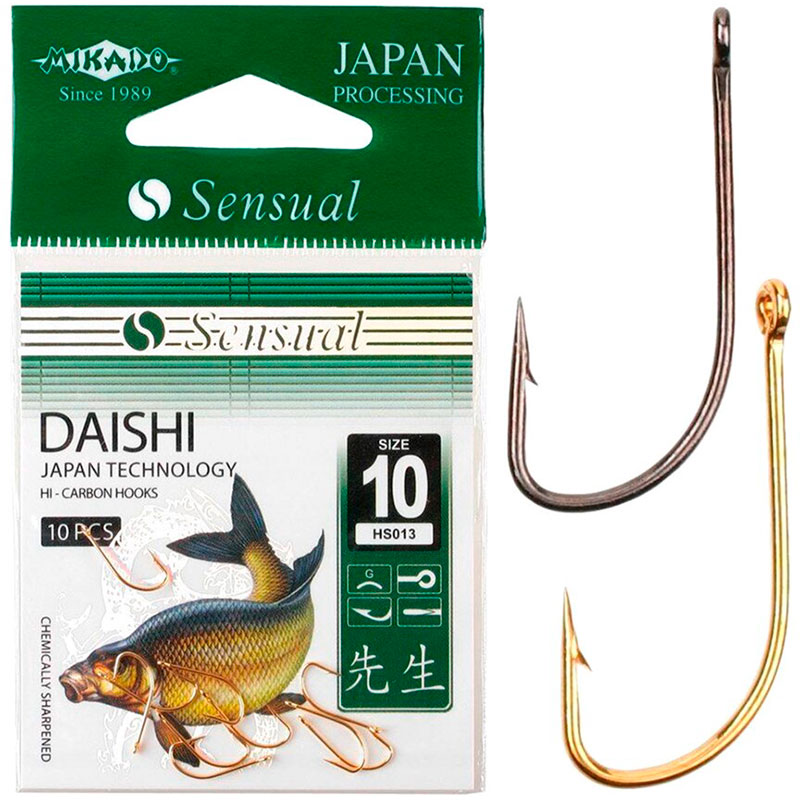 

Набор крючков Mikado Sensual Daishi №10 Black Nickel 10 шт (HS013-10B), Гачок Sensual Daishi №10 (вушко)