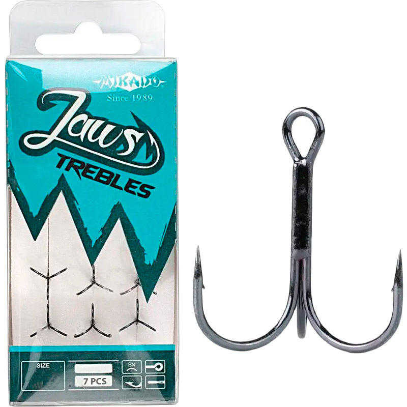 

Крючок Mikado Treble Hook-Jaws №2 5 шт Black Nickel (699730279), Гачок-трійник Treble Hook-Jaws №2