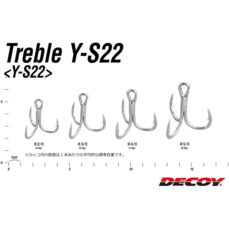 Набір гачків-трійників DECOY Y-S22 2/0 8 шт (4989540400357) Головка вушко