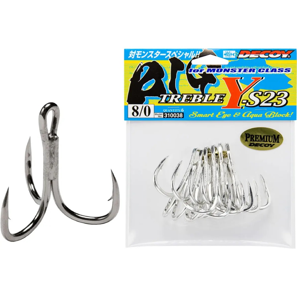 Набір гачків-трійників DECOY Y-S23 Big #8/0 6 шт (4989540310038) Вид потрійні