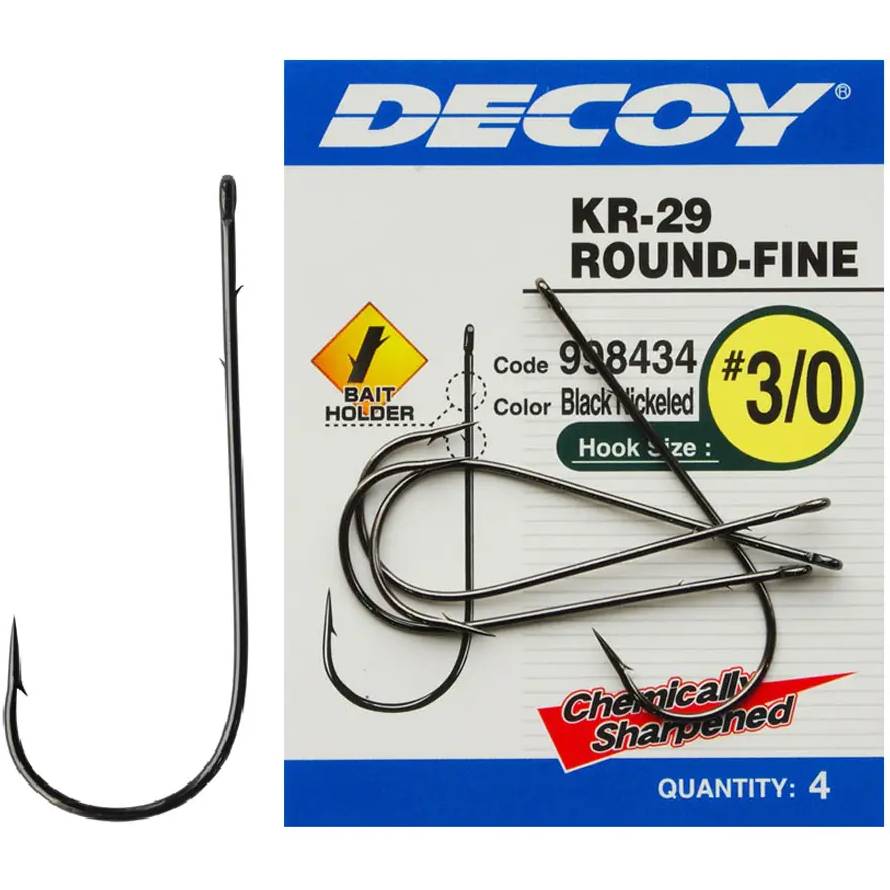Набір гачків DECOY KR-29 Worm Round-Fine 3/0 4 шт (4989540998434)