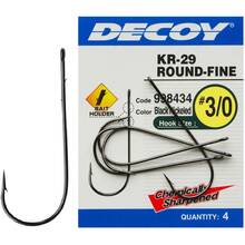 Набір гачків DECOY KR-29 Worm Round-Fine 3/0 4 шт (4989540998434)