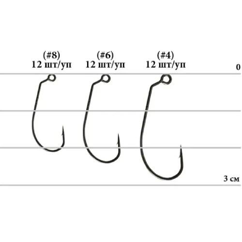 Набір гачків DECOY MG-3 Light Game #08 12 шт (4989540817858) Матеріал високовуглецева сталь