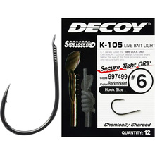 Набор крючков DECOY K-105 Live bait light 10 12 шт (4989540997451)