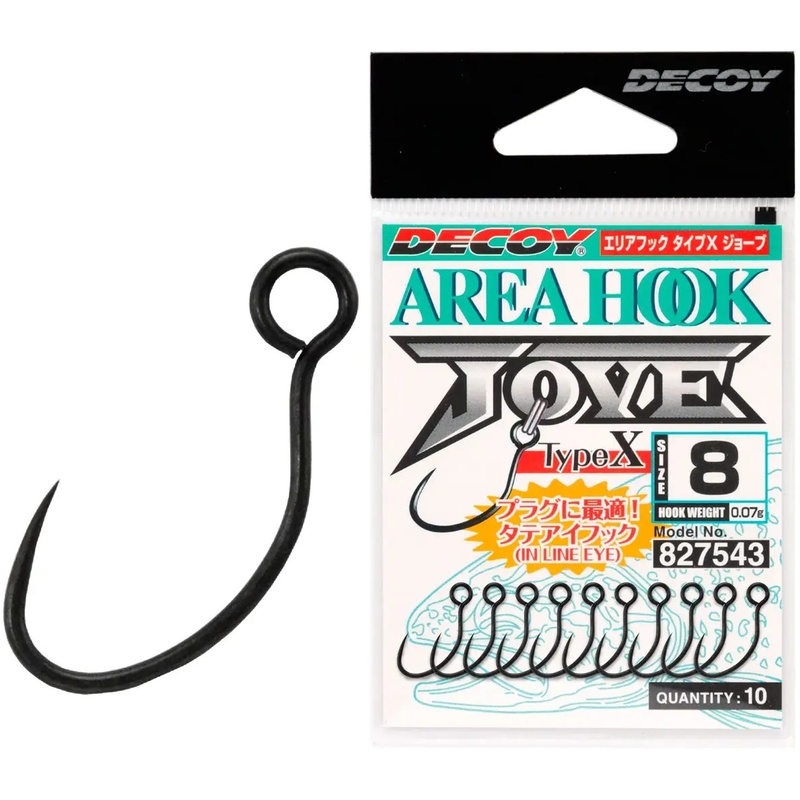 Набір гачків DECOY AH-10 Area Hook Type X Jove 08 10 шт (4989540827543)